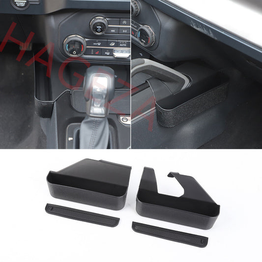 4¡ÁBlack ABS Center Console Gear Shift Side Storage Box for Ford Bronco 2021-2025