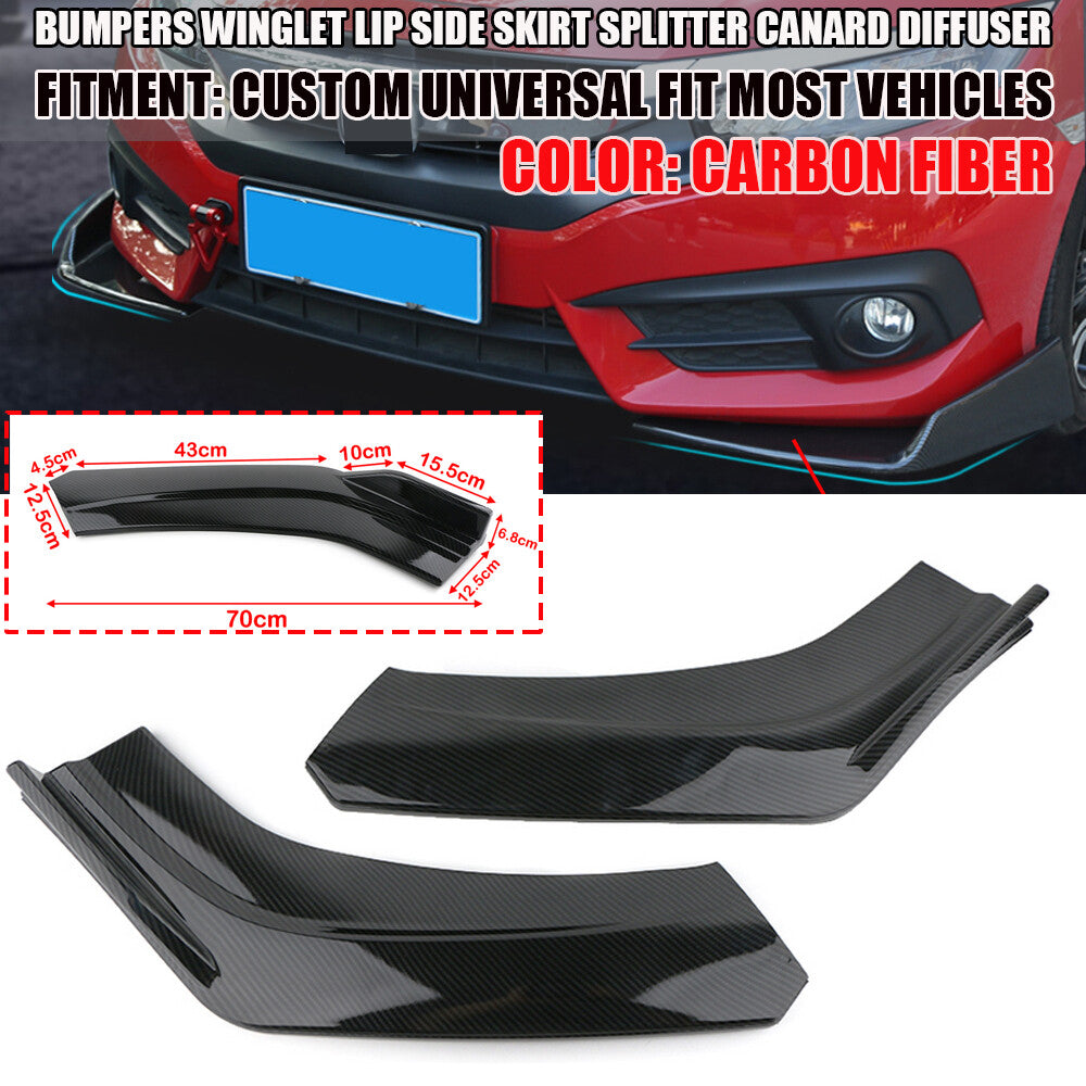 2x Skirt Extension Splitter Joystick WINGLET Diffuser Lip Panel Body Carbon Fiber