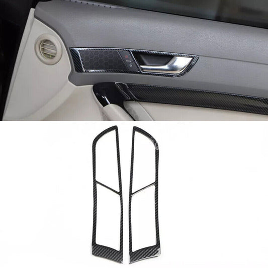 for Audi A6 2008-2011 ABS Carbon Fiber Inner Door Horn Ring Frame Cover Trim 2P
