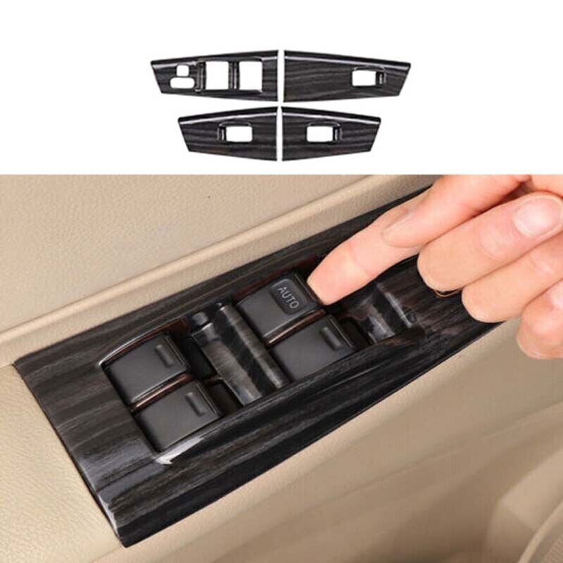 4X Wood Black Grain Window Lift Lock Switch Panel Trim for Toyota for Corolla 03-08