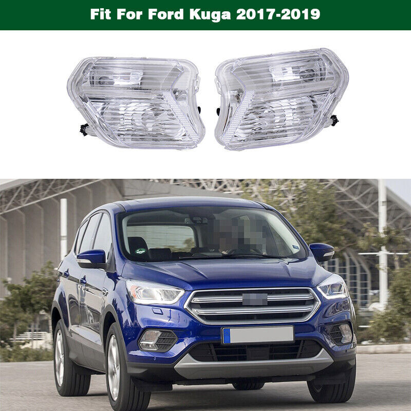 Clear Lens Bumper Fog Lights Driving Lamps PAIR for Ford Escape Kuga 2017-2019