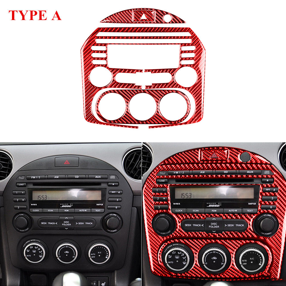 Red Carbon Fiber Interior Central Console Cover Trim for Mazda MX-5 Miata 09-15