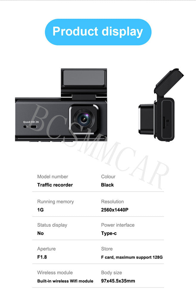 Dash Cam Car DVR Driving Recorder Touch Screen WiFi Dual Camera Accessories