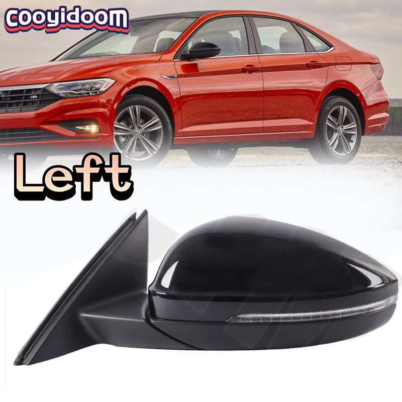 Left for VW for Jetta MK7 2019 2020 Black Auto Outside Door Rearview Mirror Assembly