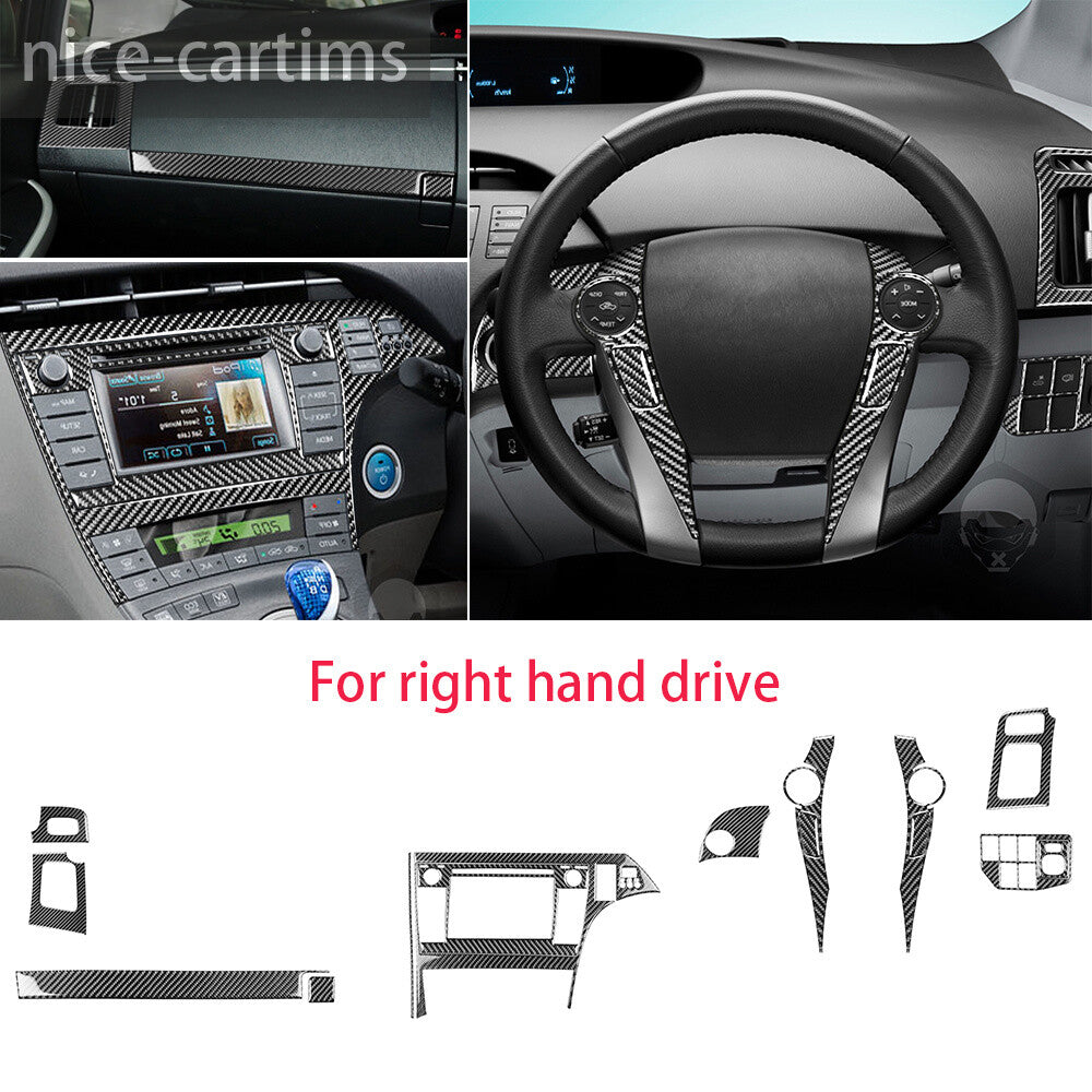 For Toyot@ Prius 2012-15 RHD Center Control Navigation Set Trim Carbon Fiber¡Á15