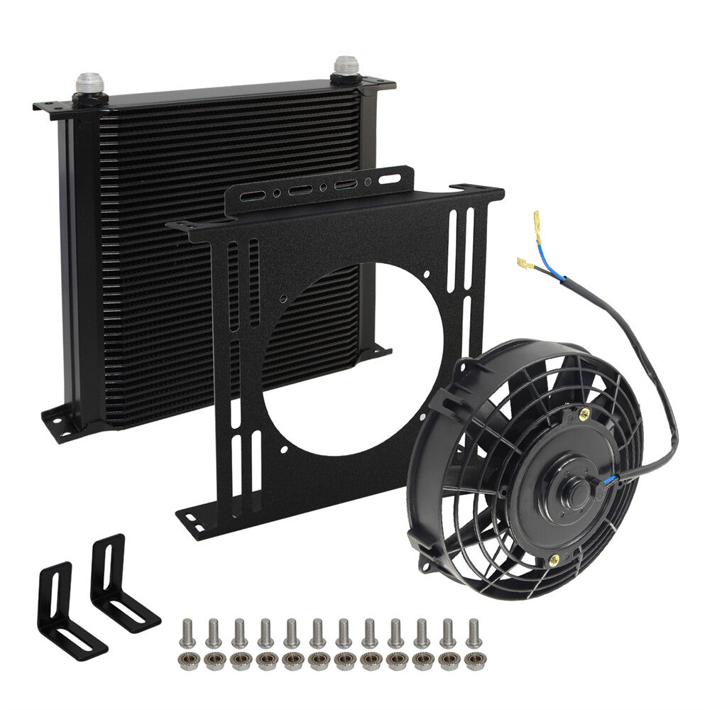 Universal 40 Row AN10 Engine Oil Cooler + 7 Fan Kit New Mounting Bracket Kit BK