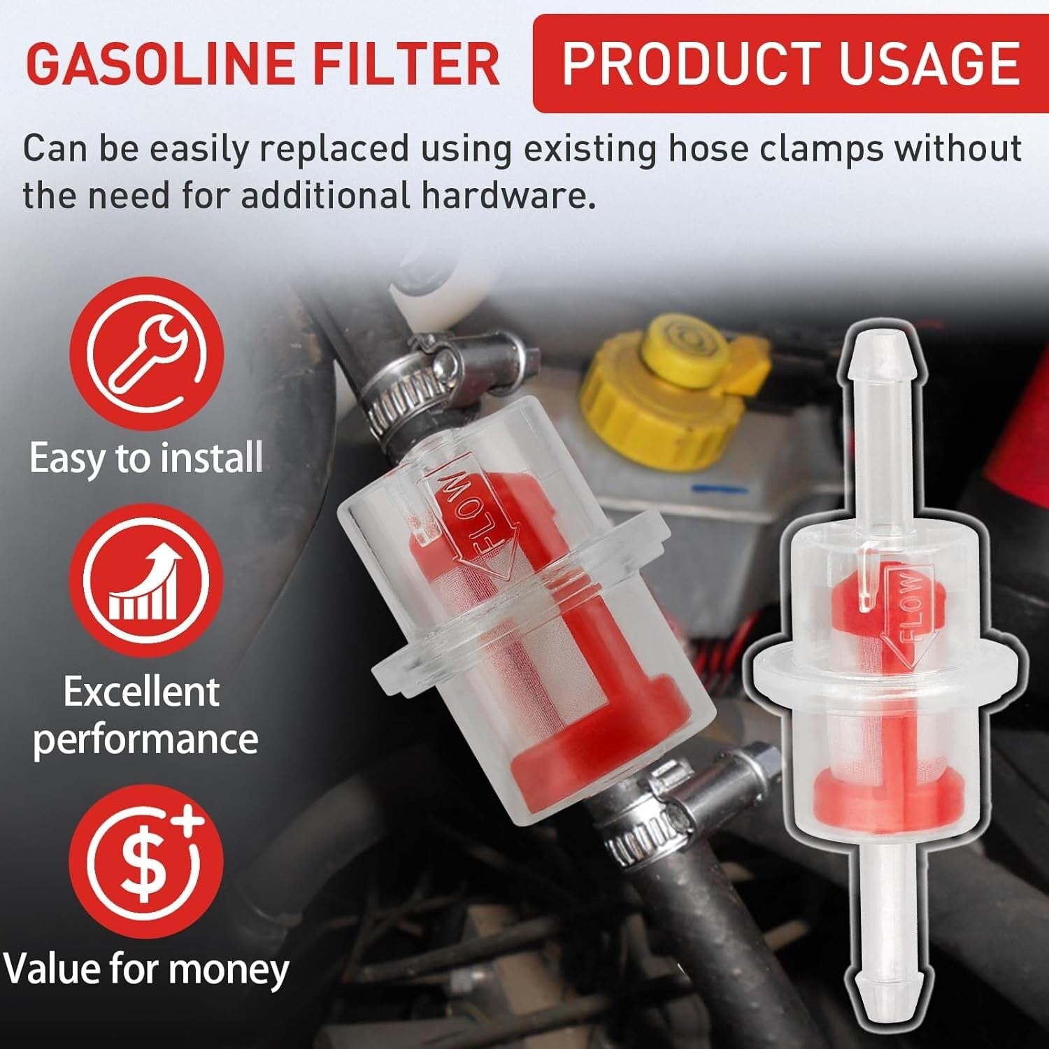 3/16 1/4 Inline Fuel Filter for Polaris 440 500 EFI 600 650 for Polaris Classic 550
