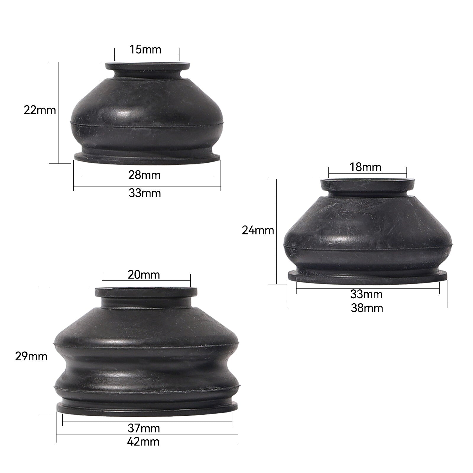 Universal 6x Black Rubber Ball Joint Dust Boot Cover Tie Rod End Set /Kit Part