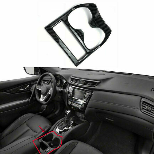 for Nissan Rogue 2014-2020 ABS Carbon Fiber Front Cup Holder Frame Cover Trim