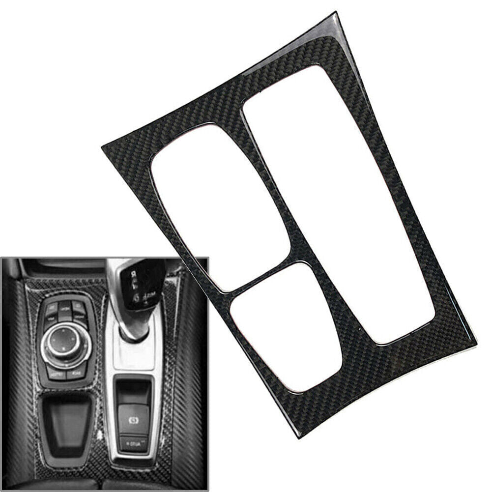 for BMW E70 X5 E71 X6 2008-13 RHD Carbon Fiber Car Gear Shift Box Panel Trim