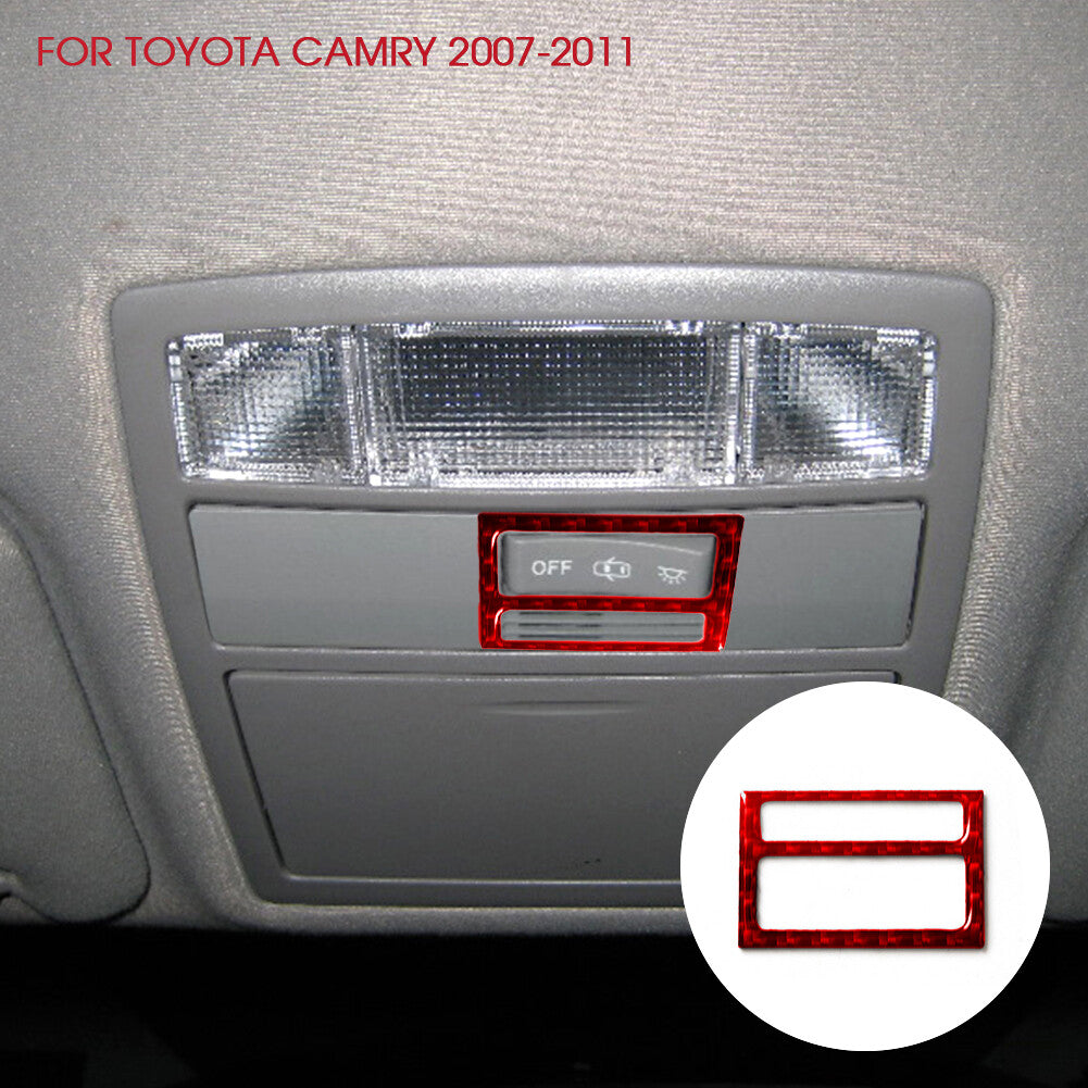 Red Carbon Fiber Overhead Console Control Trim Cover for Toyota for Camry 2007-2011