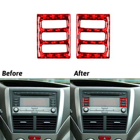 Red Carbon Fiber Radio Console Buttons Cover Trim for Subaru Forester 2009-2013