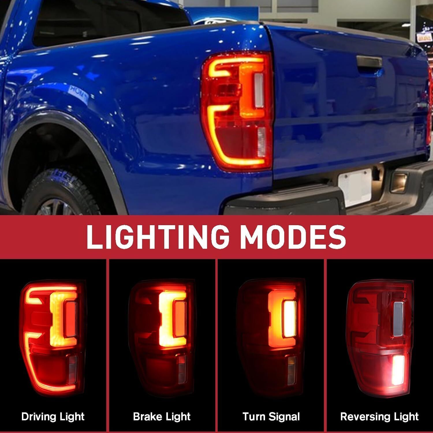 Left LED Tail Light Brake Lamp for Ford Ranger 2019-2023 W/Blind Spot
