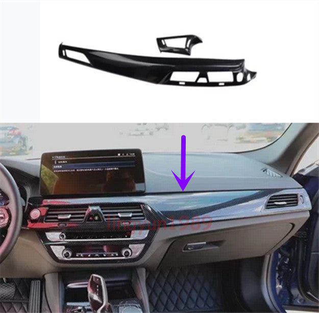 For 18-23 for BMW 5 Series G30 ABS Carbon Fiber Inner Dashboard Panel Cover Trim 2P