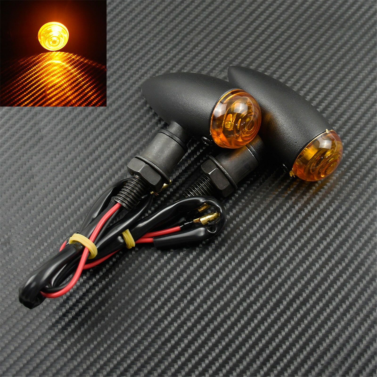 2X 10mm Amber LED Bullet Turn Signal Indicator Light Fit For Bobber Cafe Racer