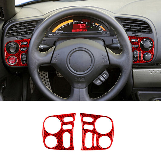 Red Carbon Fiber Interior Steering Wheel Cover Trim Fit for Honda S2000 2004-09
