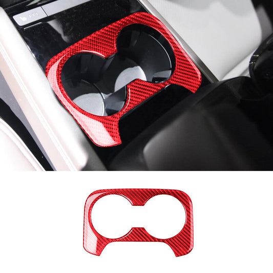 Red Carbon Fiber Interior Rear Cup Holder Cover Trim for Mazda CX-9 2016-2022