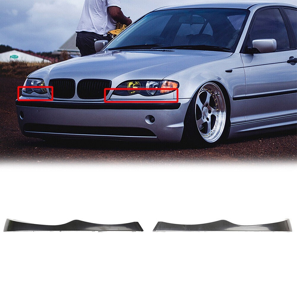 2X Headlight Eyebrow Lower Headlamp Eyelid Cover Trim For E46,325,330 Sedan