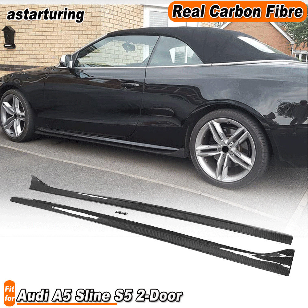 for Audi A5 S5 2-Door 2008-2016 Real Carbon Fiber Side Skirts Extension Spoiler