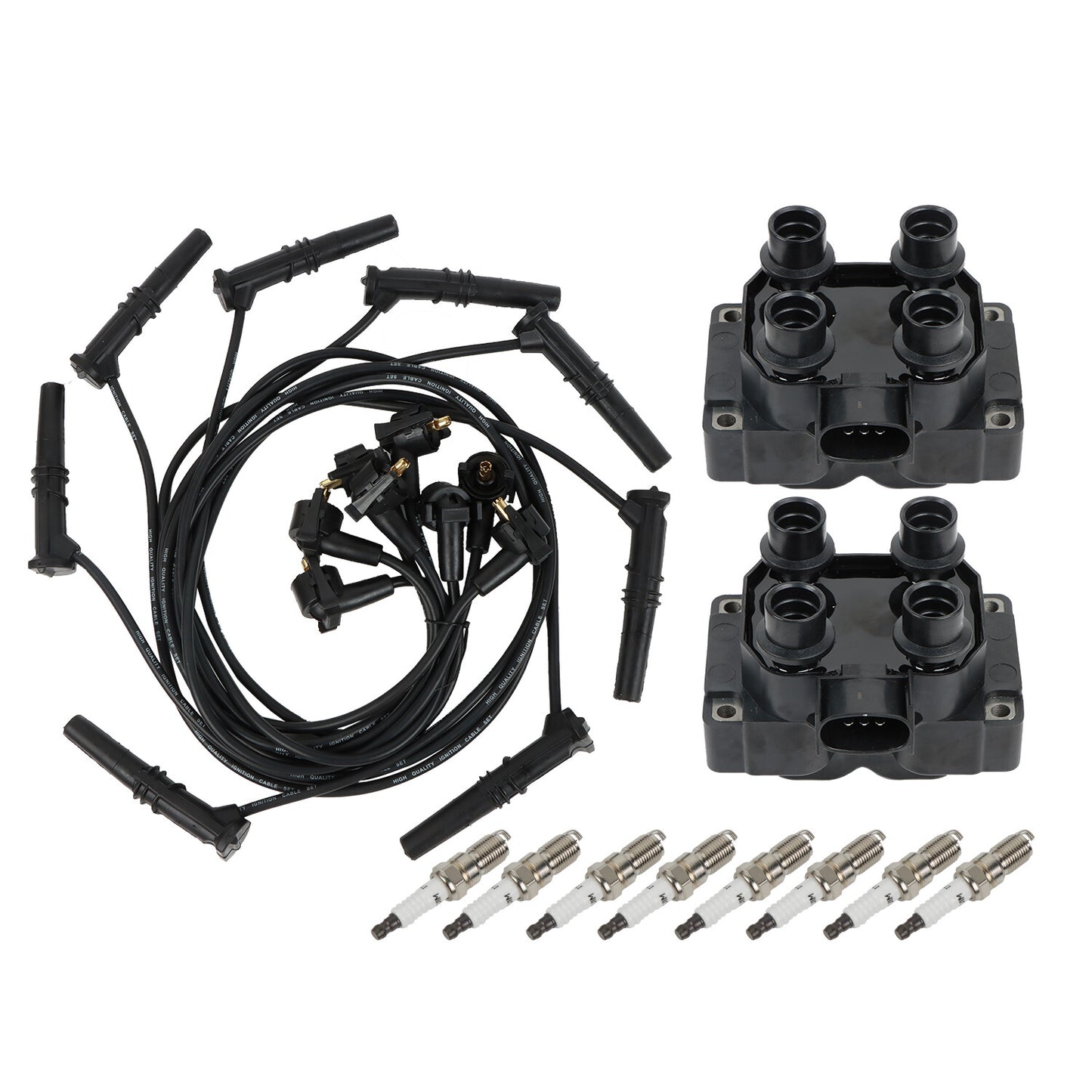 2 Ignition Coils +8 Spark Plugs+8 Wires for Ford F150 F250 for Lincoln for Mercury FD487