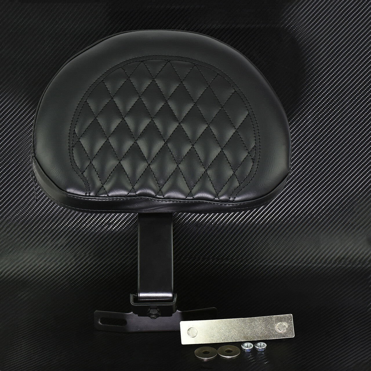 Plug-in Driver Rider Backrest Diamond Pad Fit for Harley Fatboy Softail 2007-17
