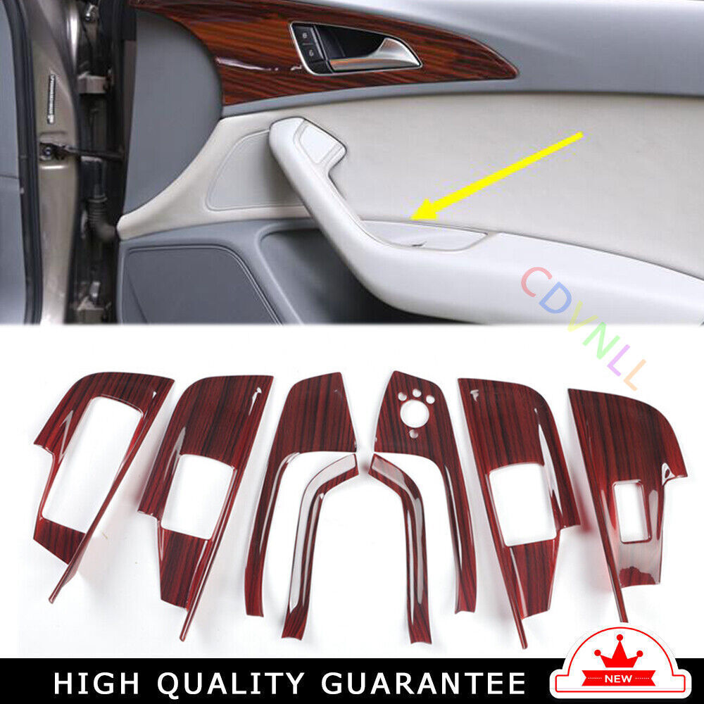 Inner Glass Window Lifting Lock Panel Molding Trim for Audi A6l 2012-18 Red Wood
