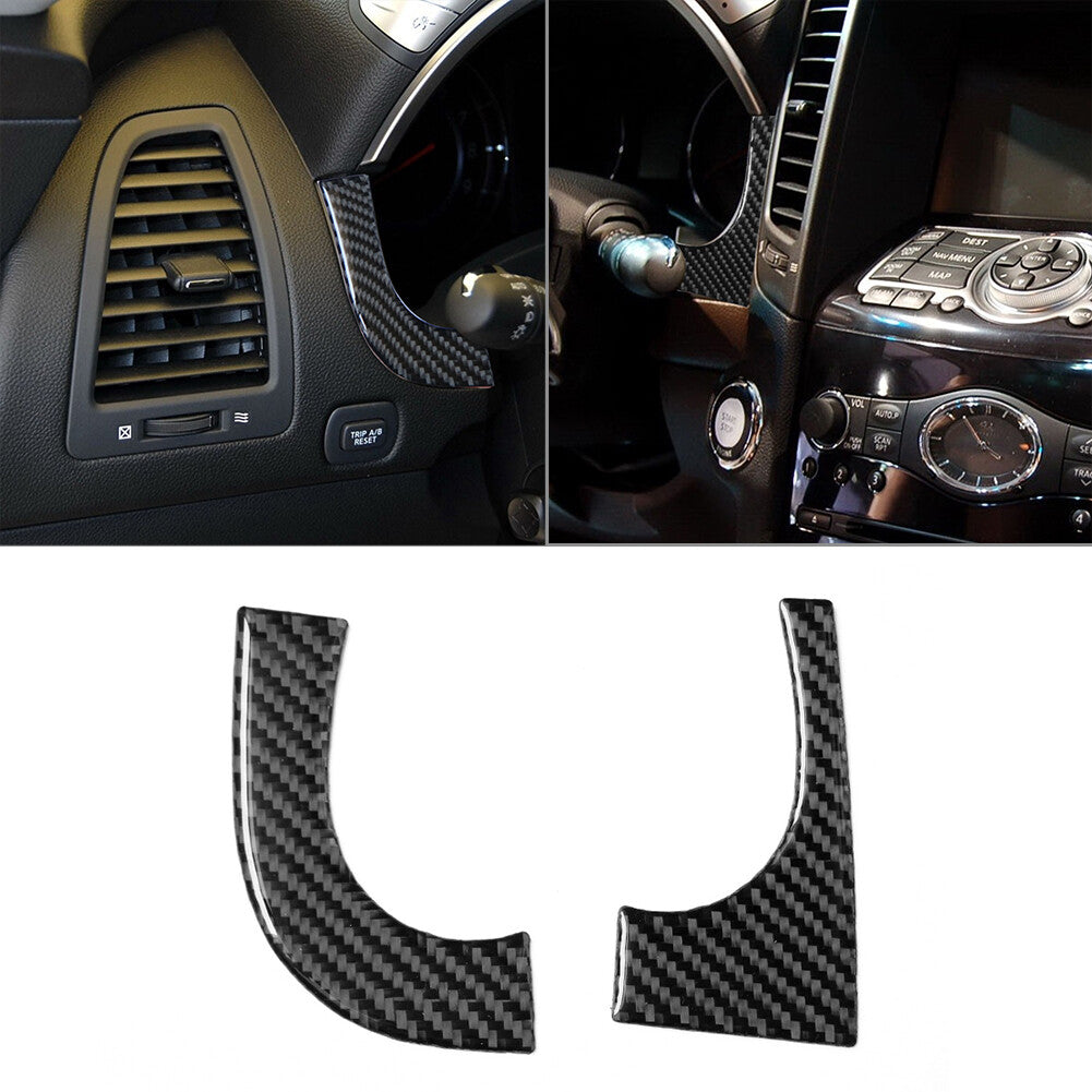 2Pcs Carbon Fiber Speedometer Accent Below Cover Trim for Infiniti FX 09-13/QX70
