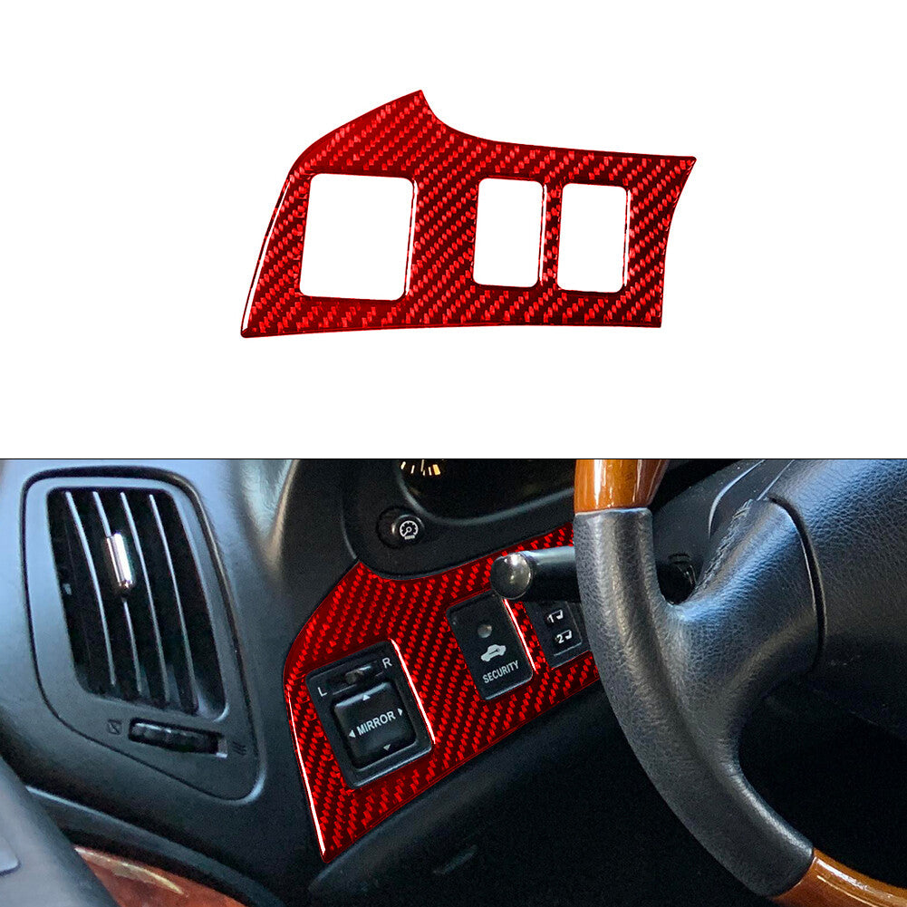 Red Carbon Fiber Interior Headlight Control Cover Trim for Lexus RX300 1998-2003
