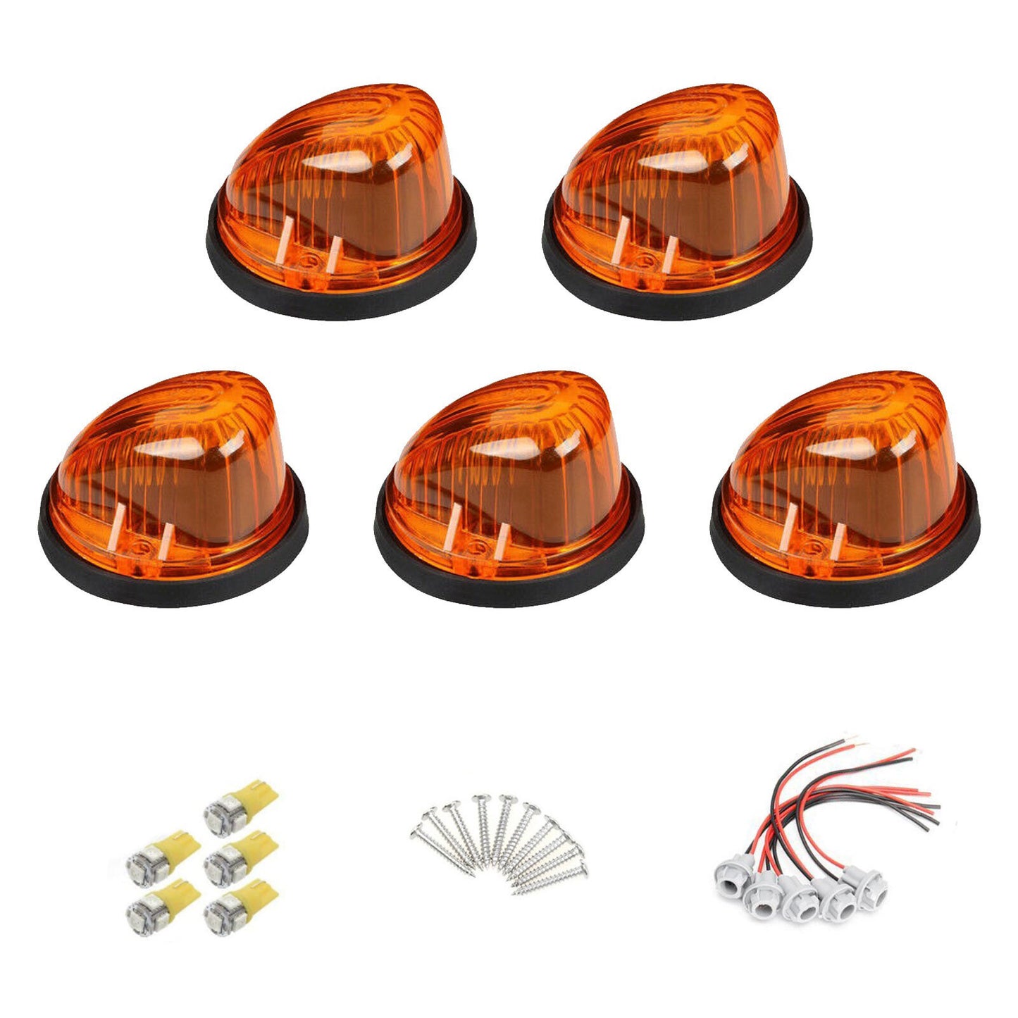 5-piece amber marker light strip base for gap between cab roof and vehicle cab, suitable for 1973-87 for GMC K1500/2500