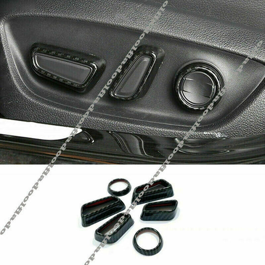 6X Carbon Fiber for Seat Adjustment Button Cover Trim for Toyota Highlander 2020-23