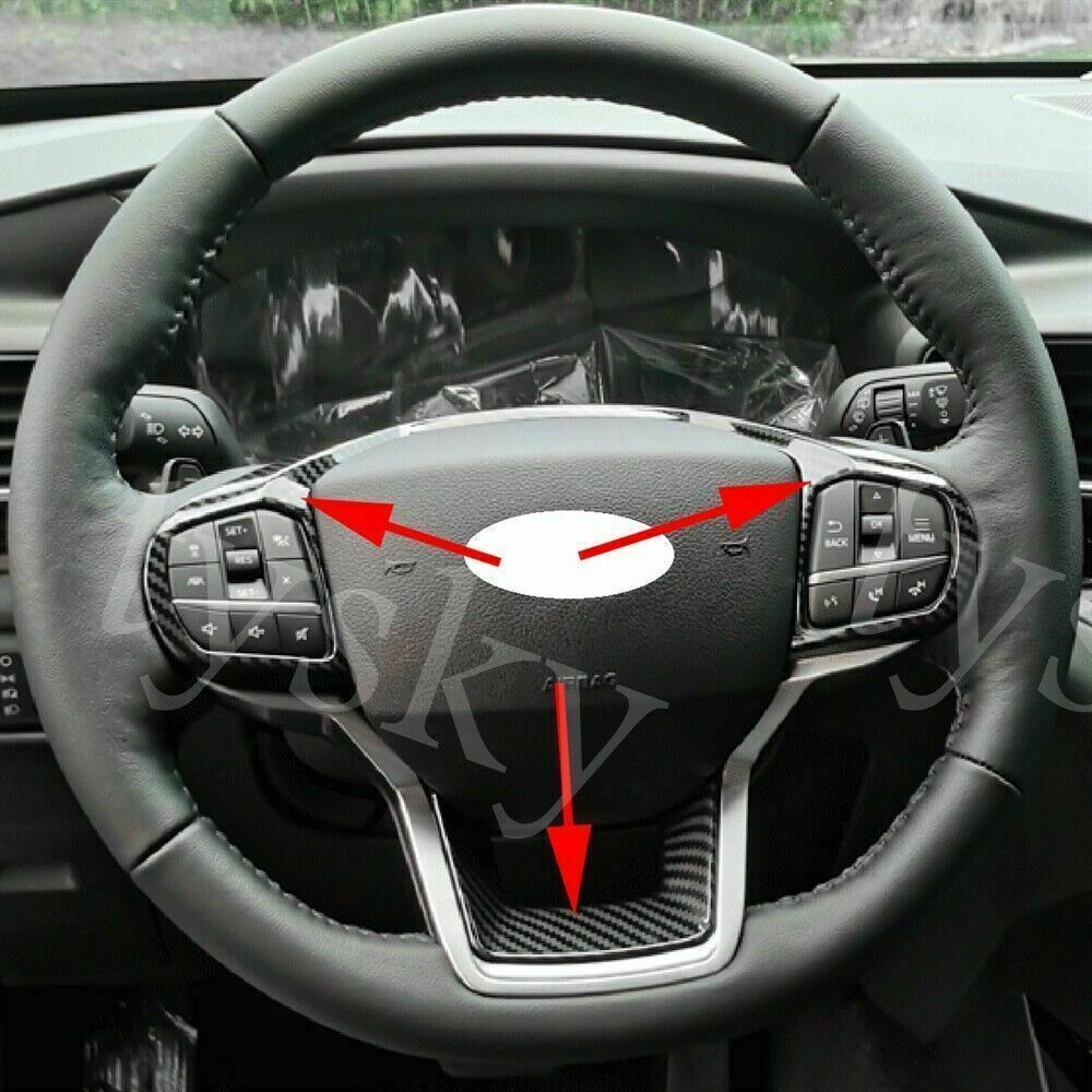 for Ford Explorer 2020-2023 Carbon Fiber Steering Wheel Button Frame Cover Trim