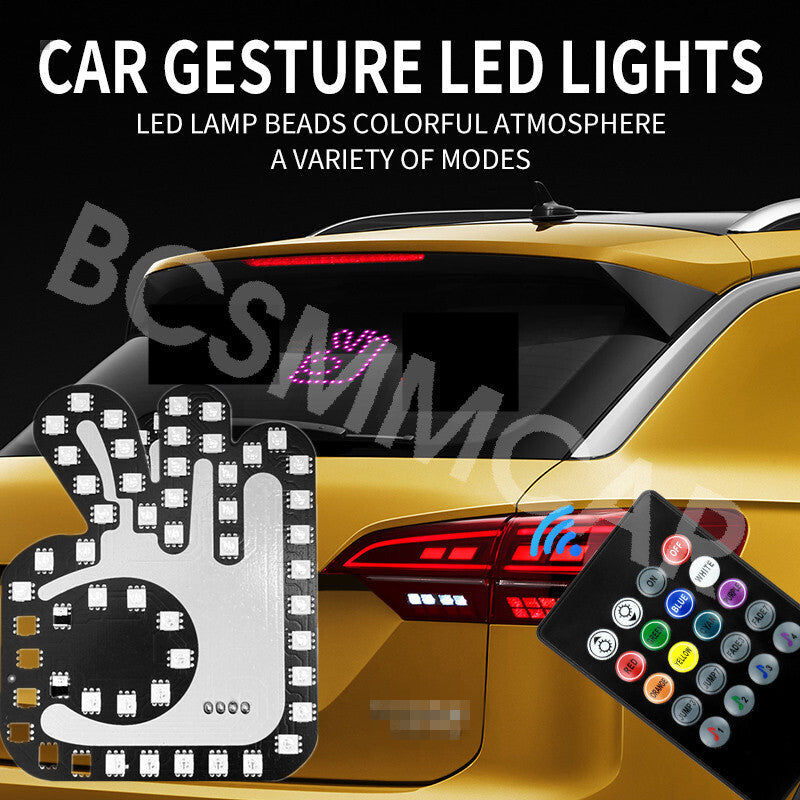 Finger Gesture Light LED Car Back Window Sign Hand Light With Remote Control