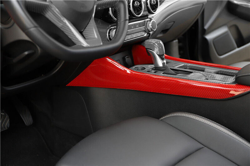 Gear Shift Both Side Cover Trim Fit for Nissan Sentra 2020-2022 Red Carbon Fiber