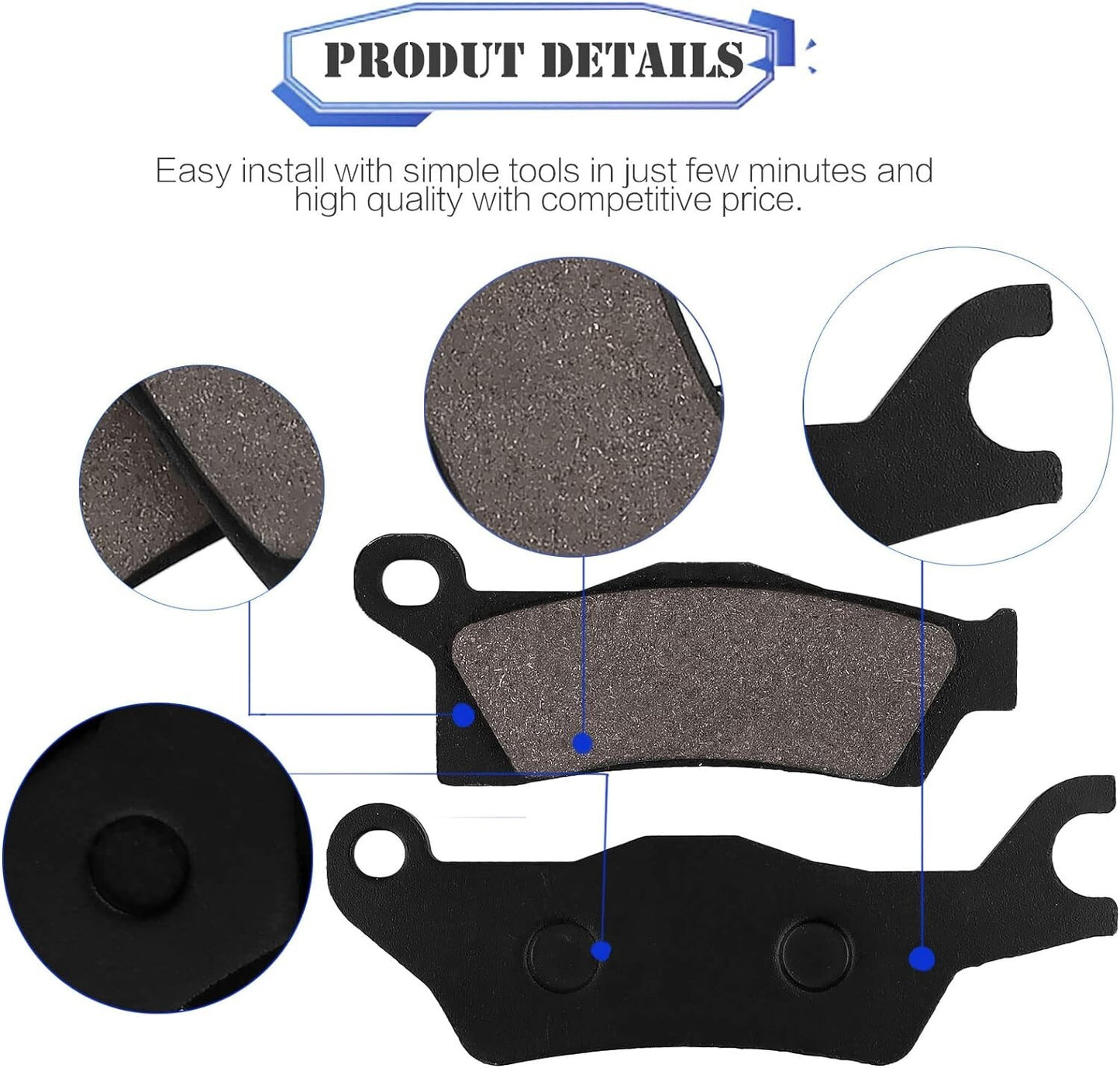 Front and Rear Brake Pad for Can-Am Outlander 1000 4x4 STD/DPS/XT-P/LTD/STD/XMR