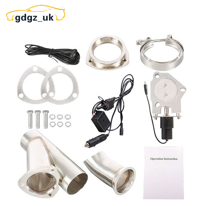 2 Stainless Exhaust Valve E-Valve Motor Pipe Dump Valve Kit w/ Manual Control