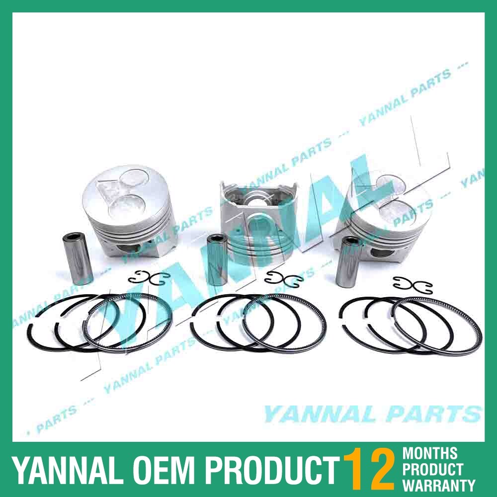 3-piece piston with piston rings + 0.5 mm for Kubota D1703 engine (oversized)