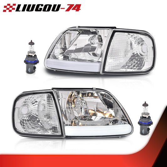 Suitable for 1997-2004 F-150 Expedition 2-piece LED DRL headlights and cornering lights in chrome.