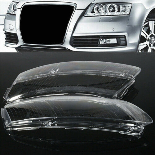 2-piece transparent headlight lens cover for Audi A6 C6 2006 - 2011 (approximately)