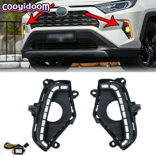 Applicable to 2019-2021 for Toyota RAV4 sequential turn signal LED fog lights daytime operation.