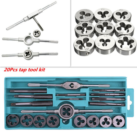 20x Car M3-M12 Metric Adjustable Taps Dies Wrench Handle Tap Die Screws Tool Kit