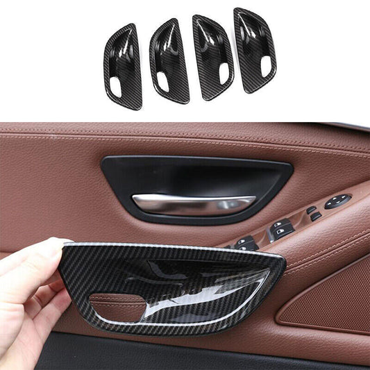For 2011-16 for BMW 5 Series ABS Carbon Fiber Interior Door Bowl Frame Cover Trim 4P