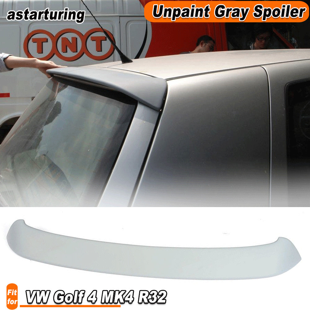 Fit for VW for Golf 4 MK4 R32 98-04 Unpaint Gray PU Rear Roof Spoiler Top Window Lip