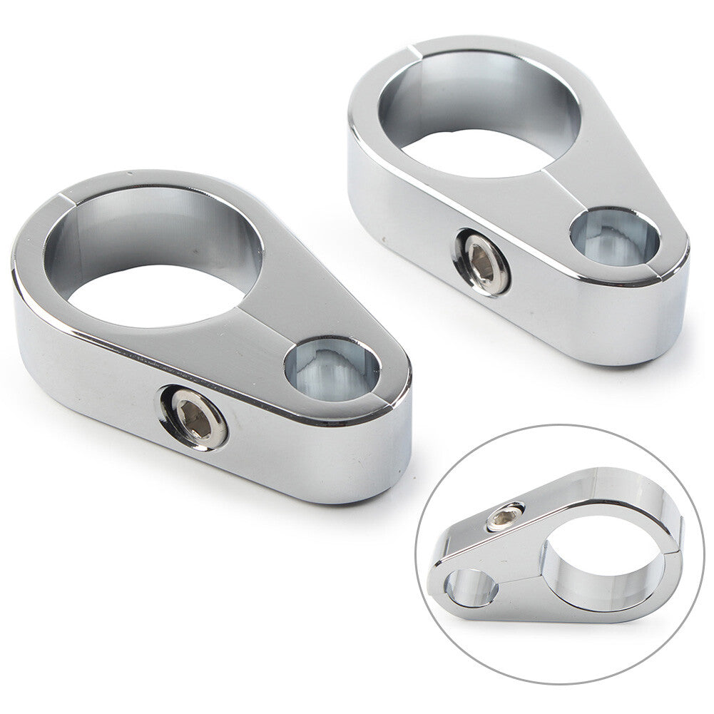 2x Motorcycle Brake Clutch Cable Wire Clamp Clip for Harley 1'' Handlebar Chrome