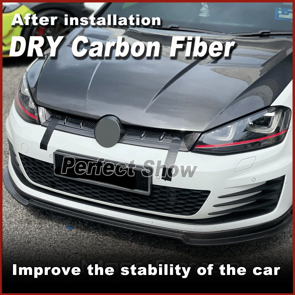 Dry Carbon Front Hood Grille Grill Cover Trims for VW for Golf 7 MK7 VII GTI R 14-17