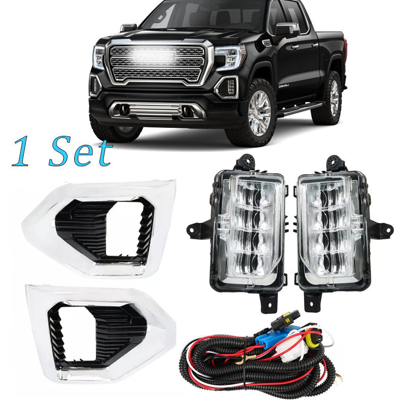 LED Fog Lights For 2019-2021 for GMC for Sierra 1500 Denali Replacement Kit Bezel Switch