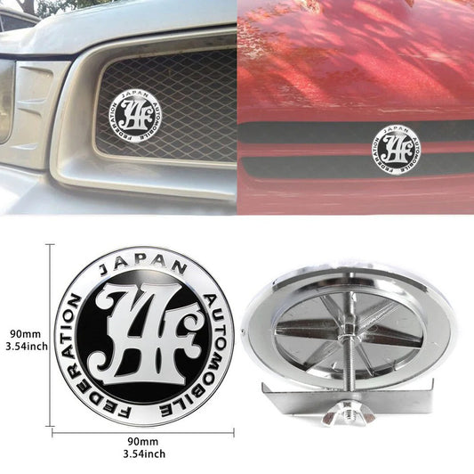 The car grille front badge, Japan Automobile Federation, black, is applicable to for Nissan .