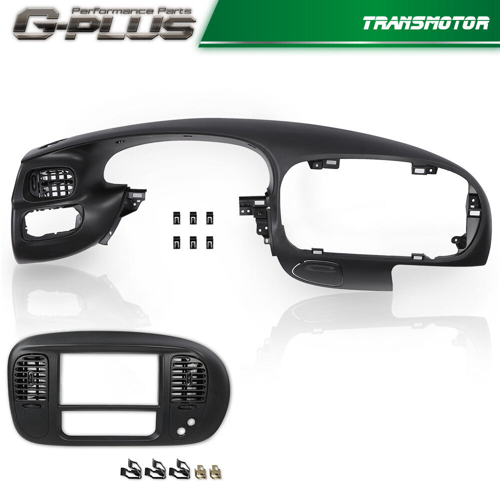 Fits 97-03 F150 Expedition Dash Pad bezel and center dashboard radio bezel in black.