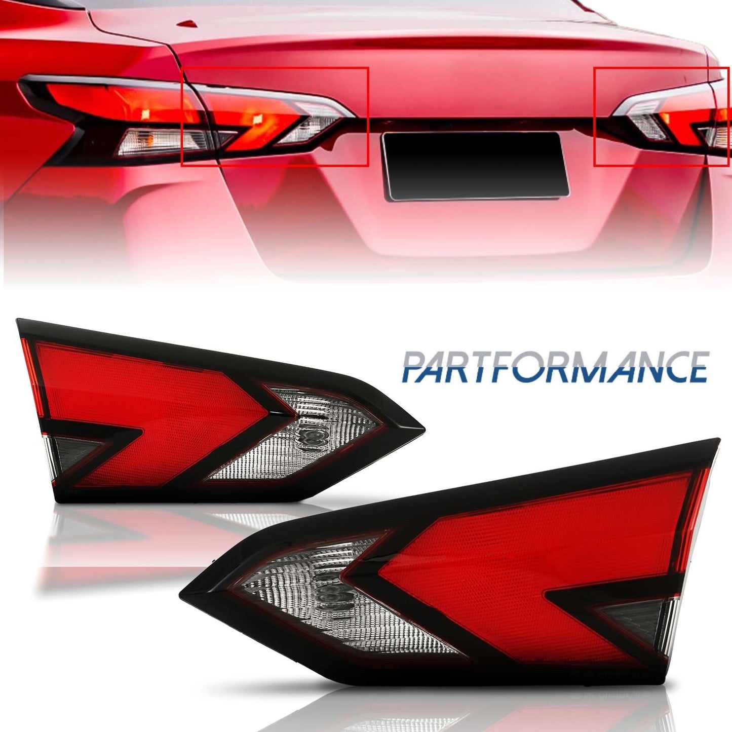 The inner taillights and brake assembly are compatible with 2020-2023 for Nissan Versa (left + right -).