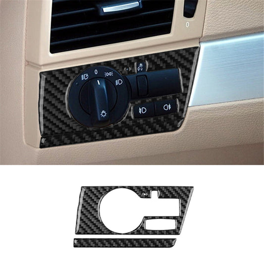 2X Carbon Fiber Headlight Control Trim for BMW X3 2004-2010