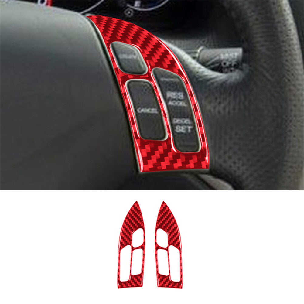 Steering Wheel Button Panel Trim Carbon Fiber Stickers for Acura TSX 2003-2008 Red